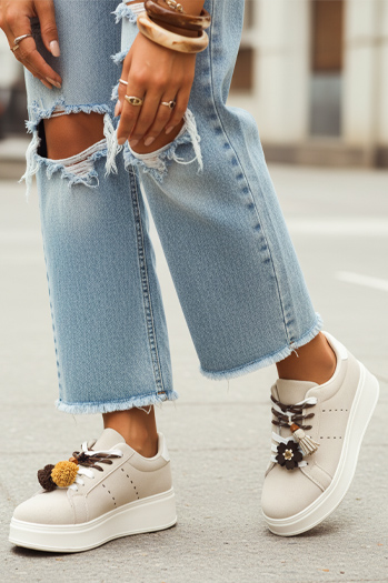 Sneakersy damskie zamszowe z ozdobami na platformie